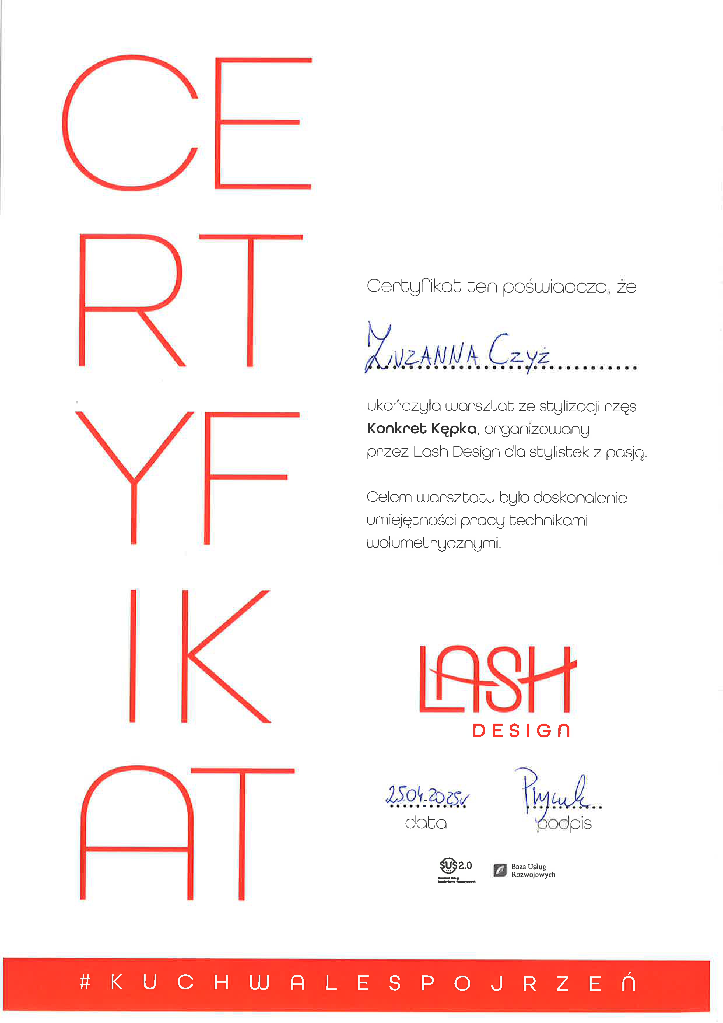 Certyfikat - Warsztat Konkret Kępka
