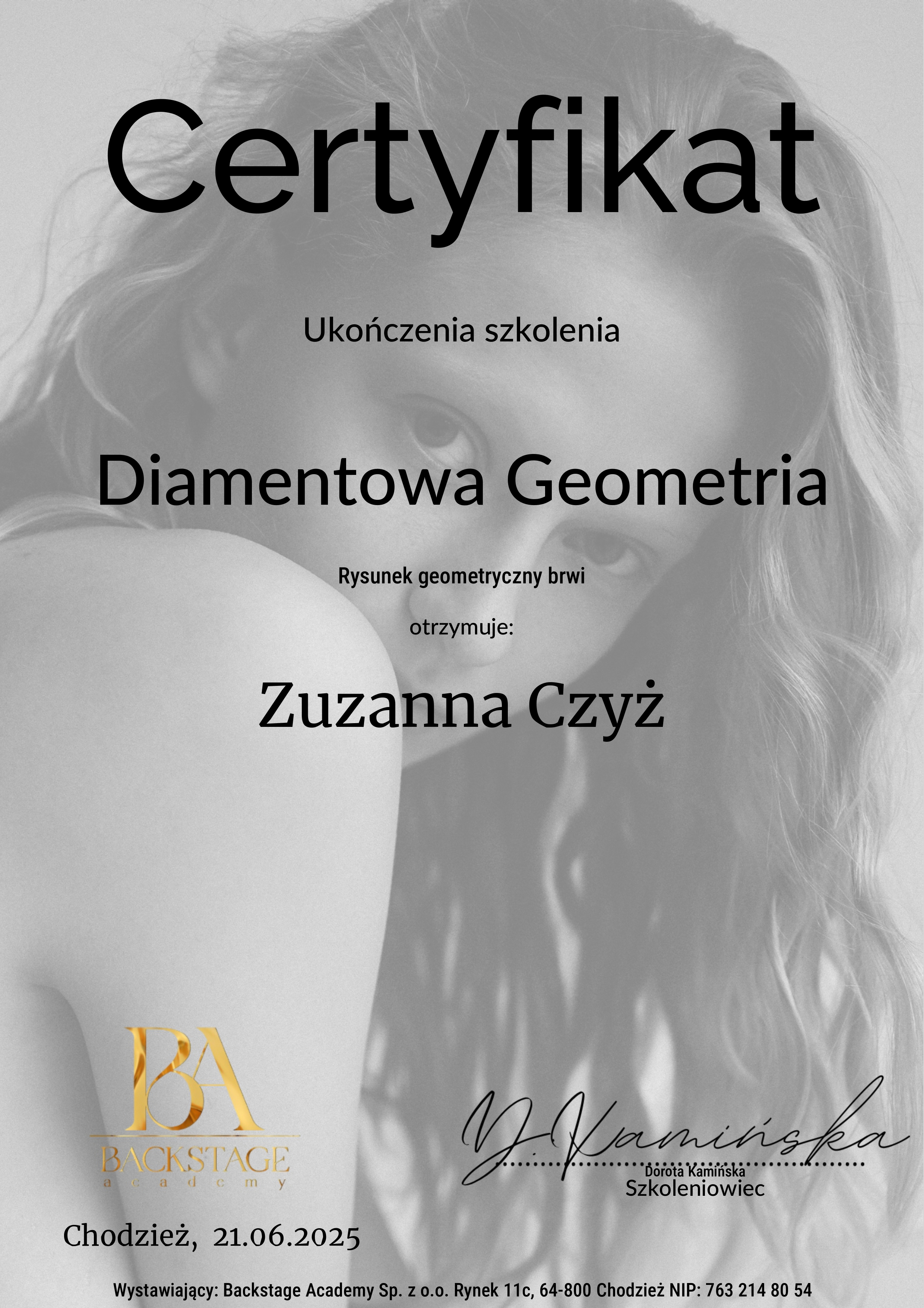 Certyfikat - Diamentowa Geometria