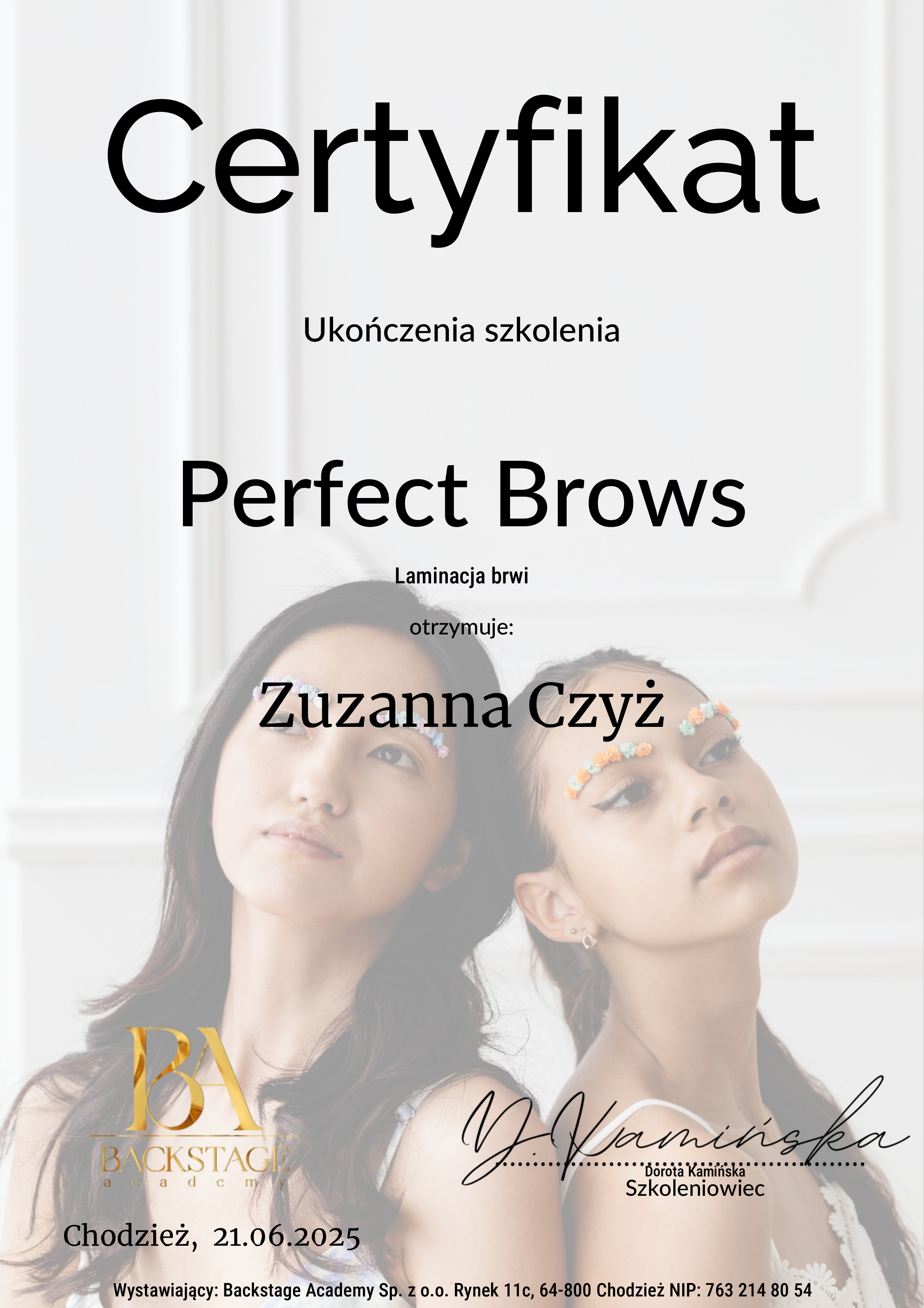 Certyfikat - Perfect Brows